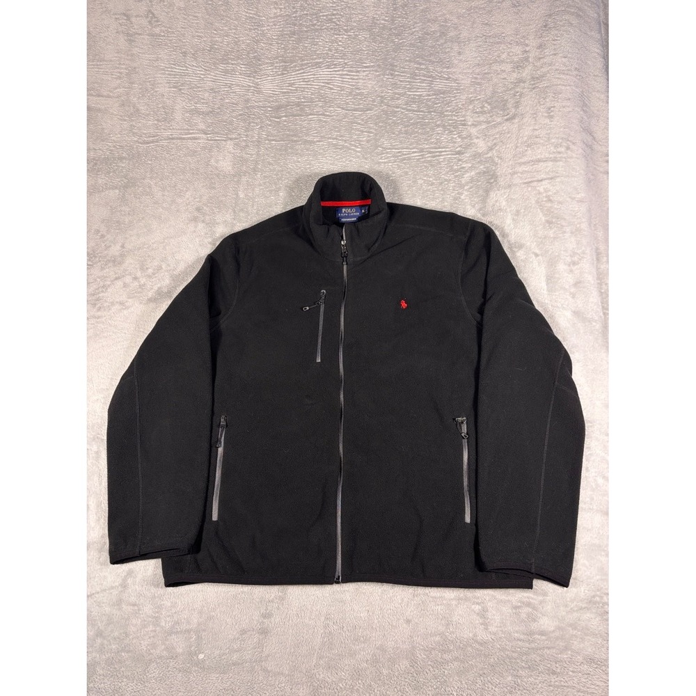Polo Ralph Lauren Fleece Jacket Performance Mens XL Black Full Zip Embroidered